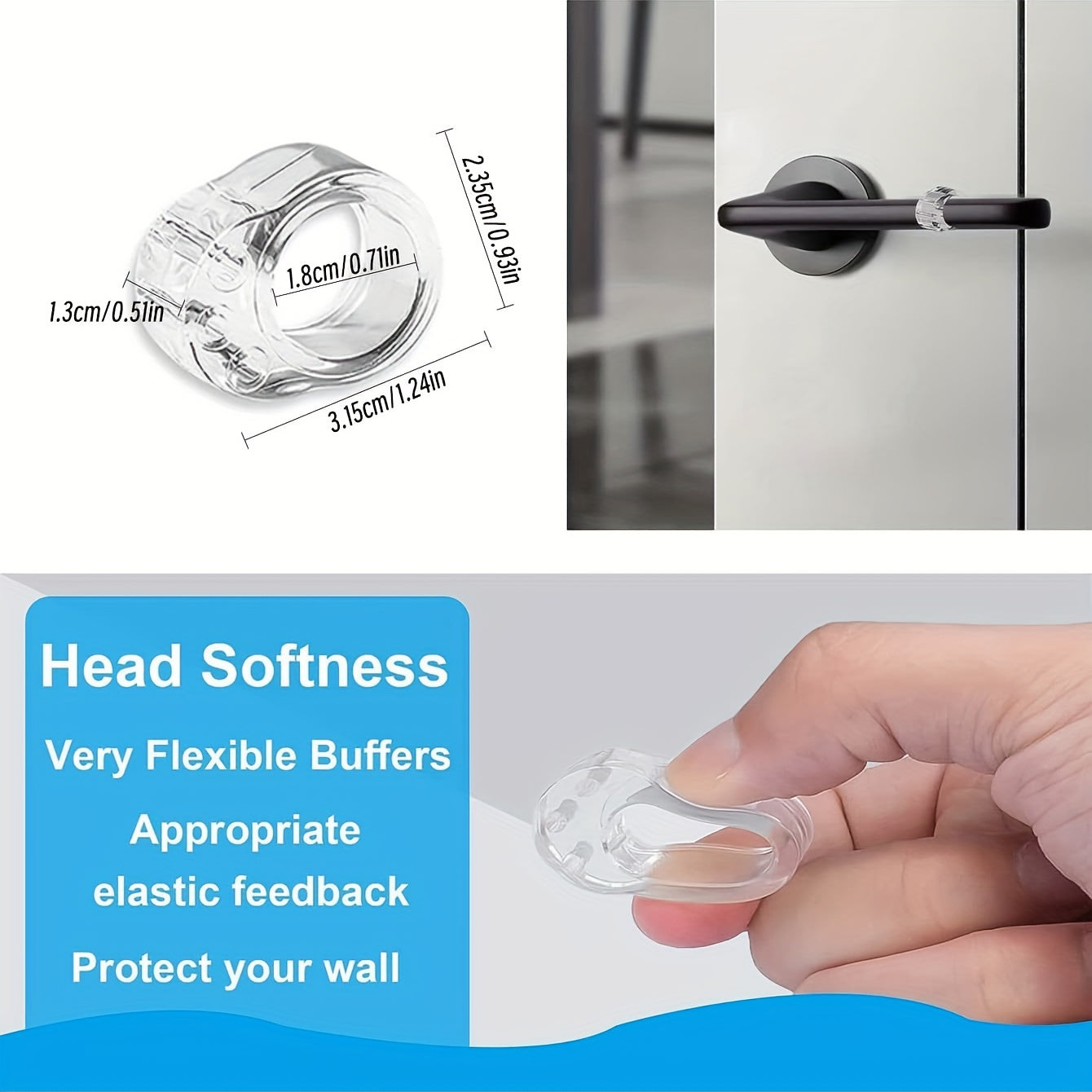 Six Circular Transparent Doorstops for Protecting Doors and Handles Silent Wall Protection
