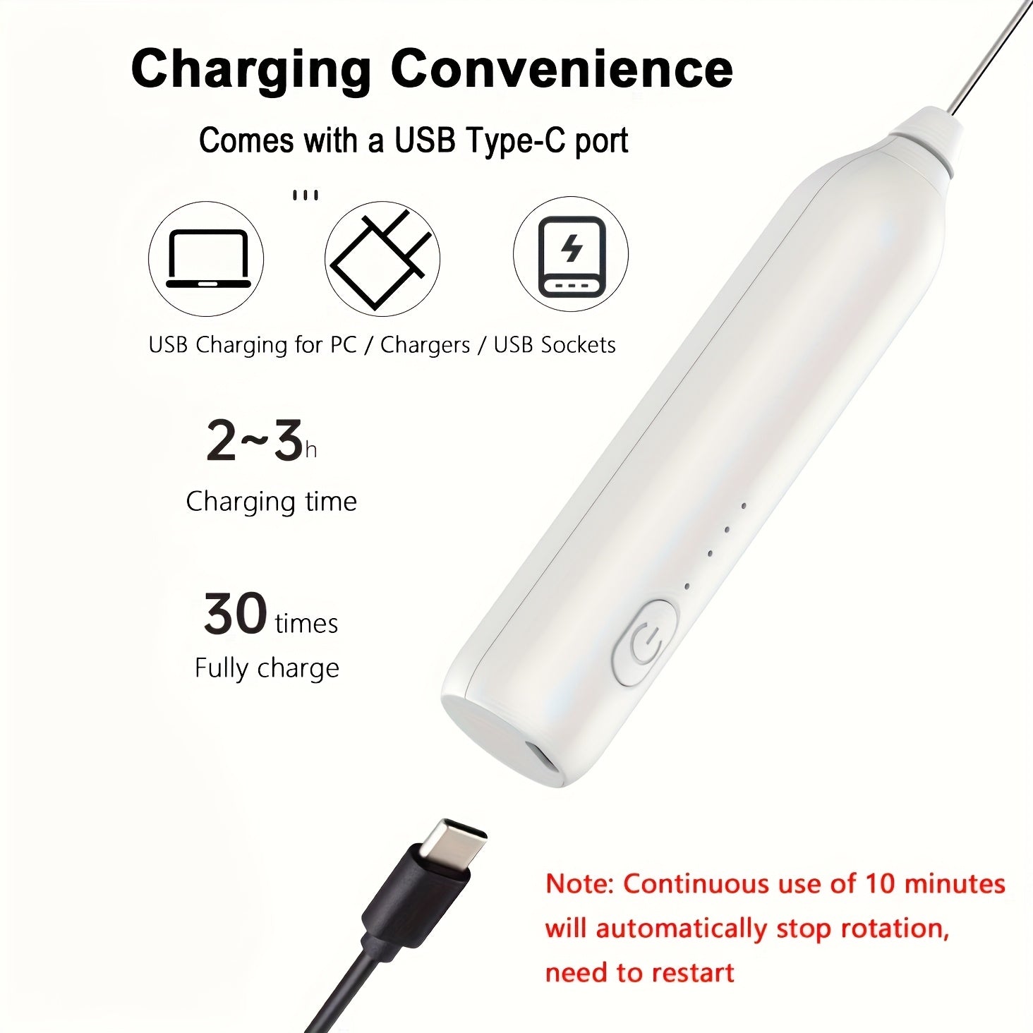 Creador de espuma eléctrica portátil recargable USB 28000 RPM plástico