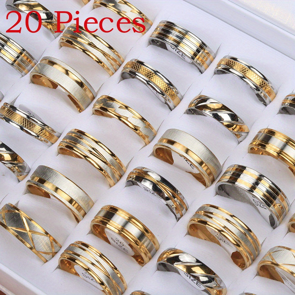 Two-Color Stainless Steel Ring Waterproof Sweat-Proof Jewelry for Men Women