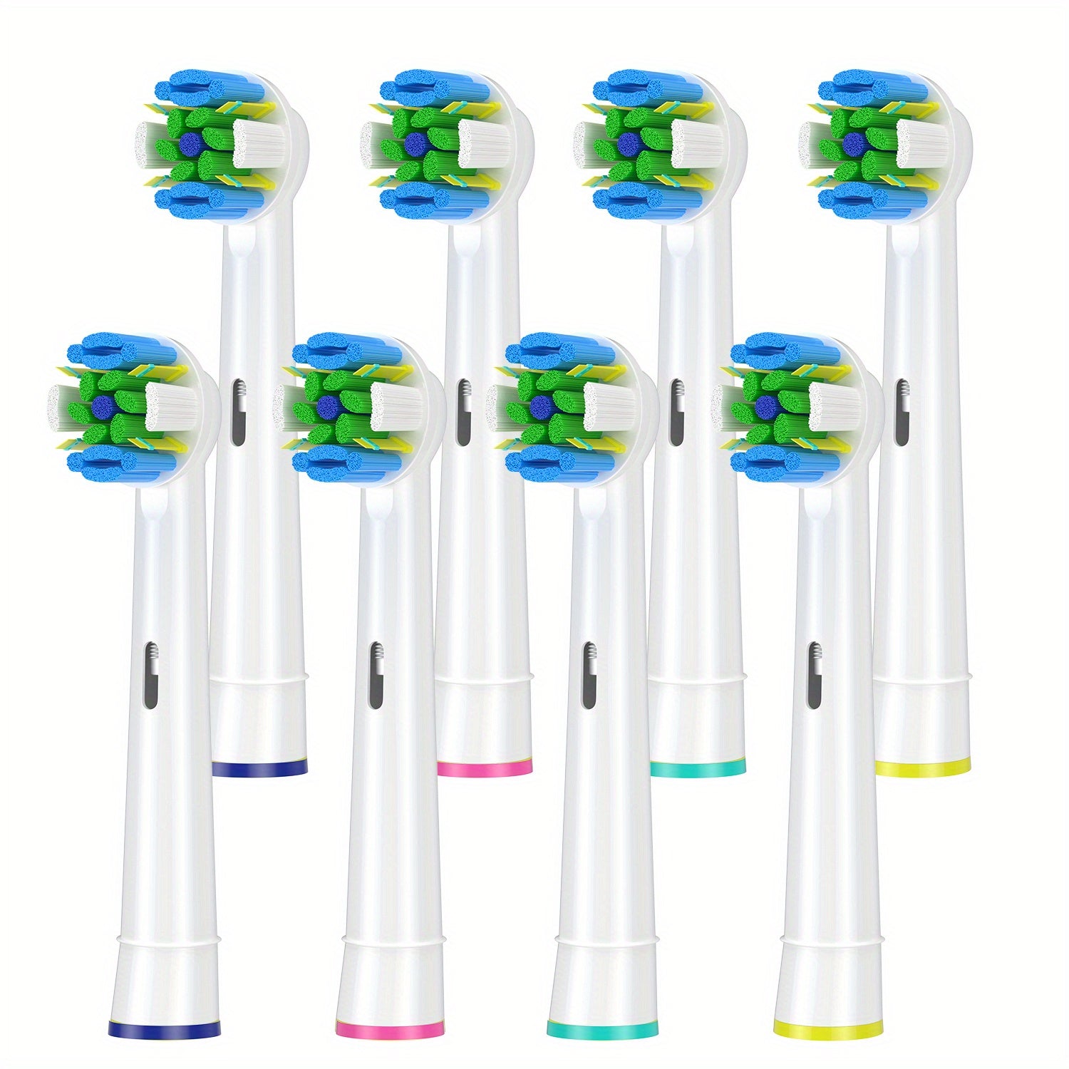 8 dona Elektr tozalash choʻtkalari uchun almashtirish boshliqlari, koʻk va yashil soʻqichlar, yumshoq, tish goʻshtini massaj qilish