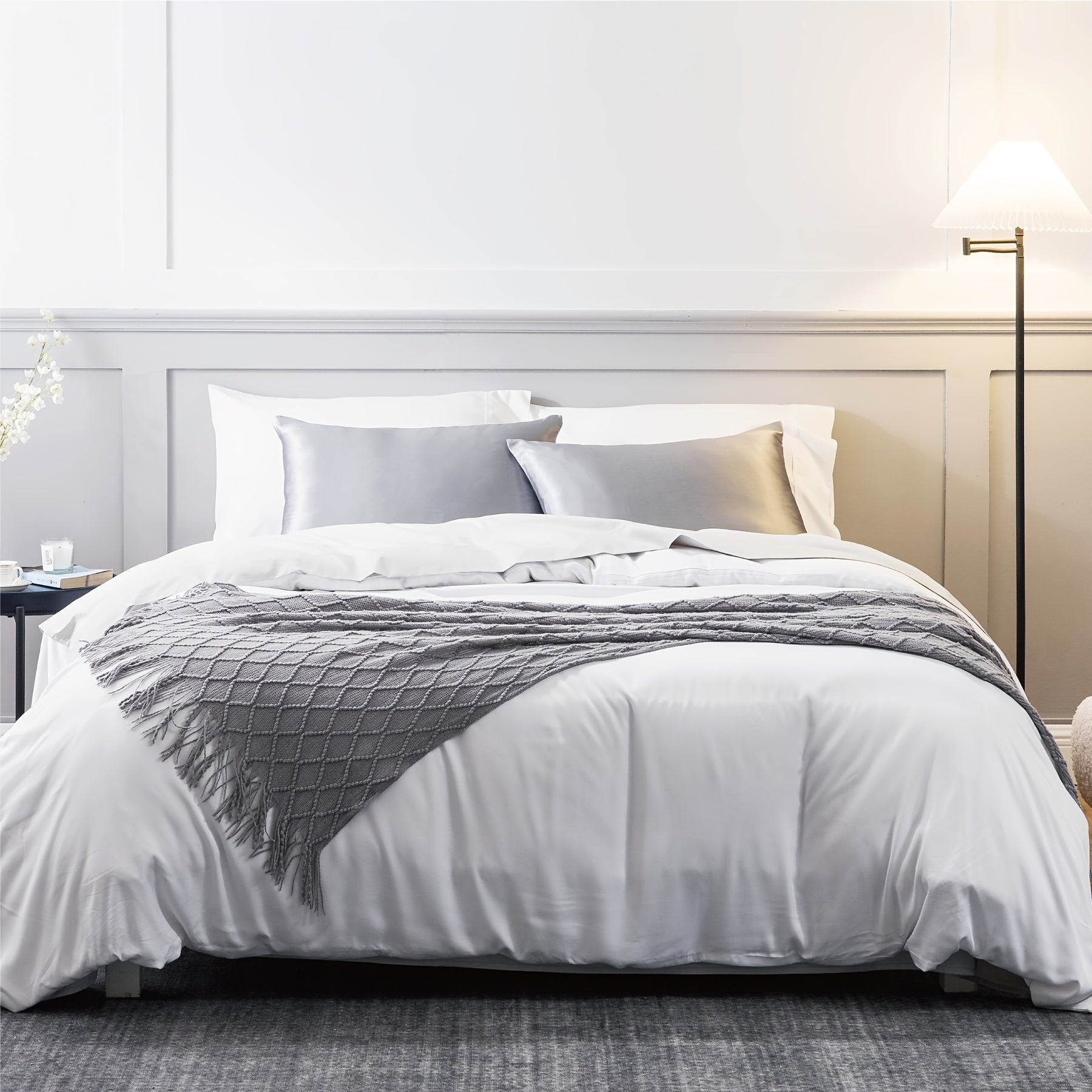 Juego de 2 fundas de almohada satinadas náuticas de microfibra resistentes a las arrugas y para todas las estaciones