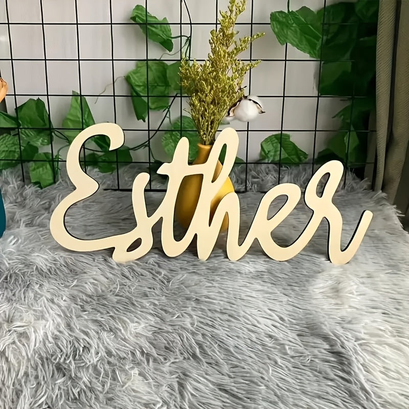 Personalized Wooden Name Sign Wall Art Wheat Color Customizable Bedroom Decor