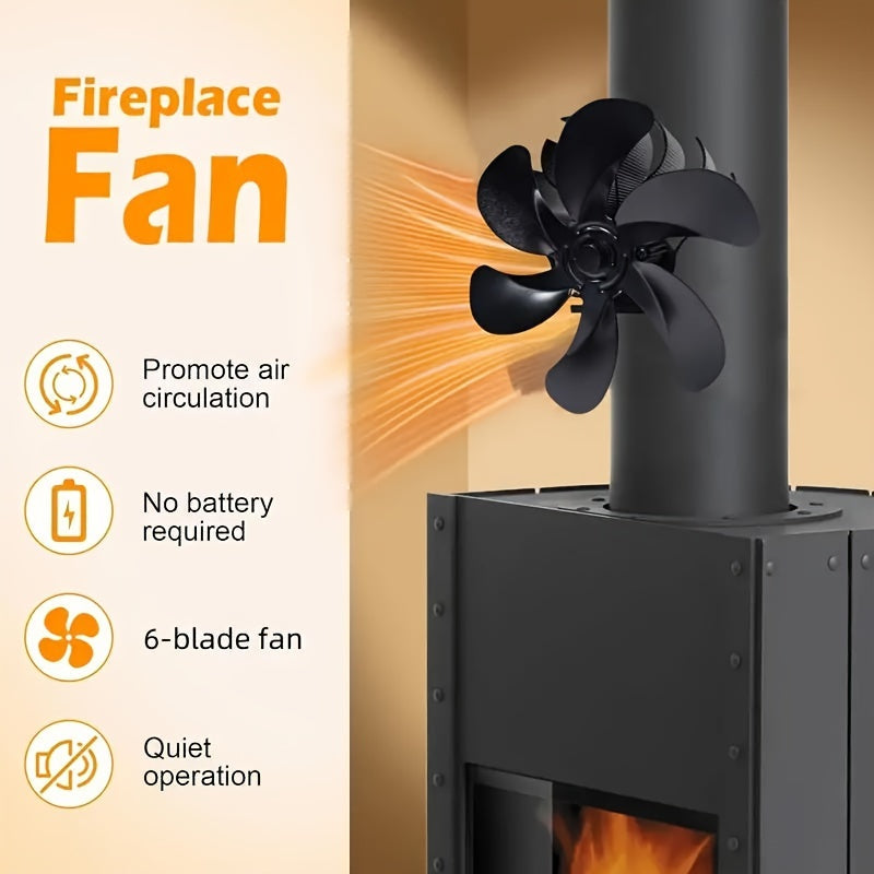 Fireplace Fan Set with 6 Non-Magnetic Fans for Wood Stoves and Chimneys