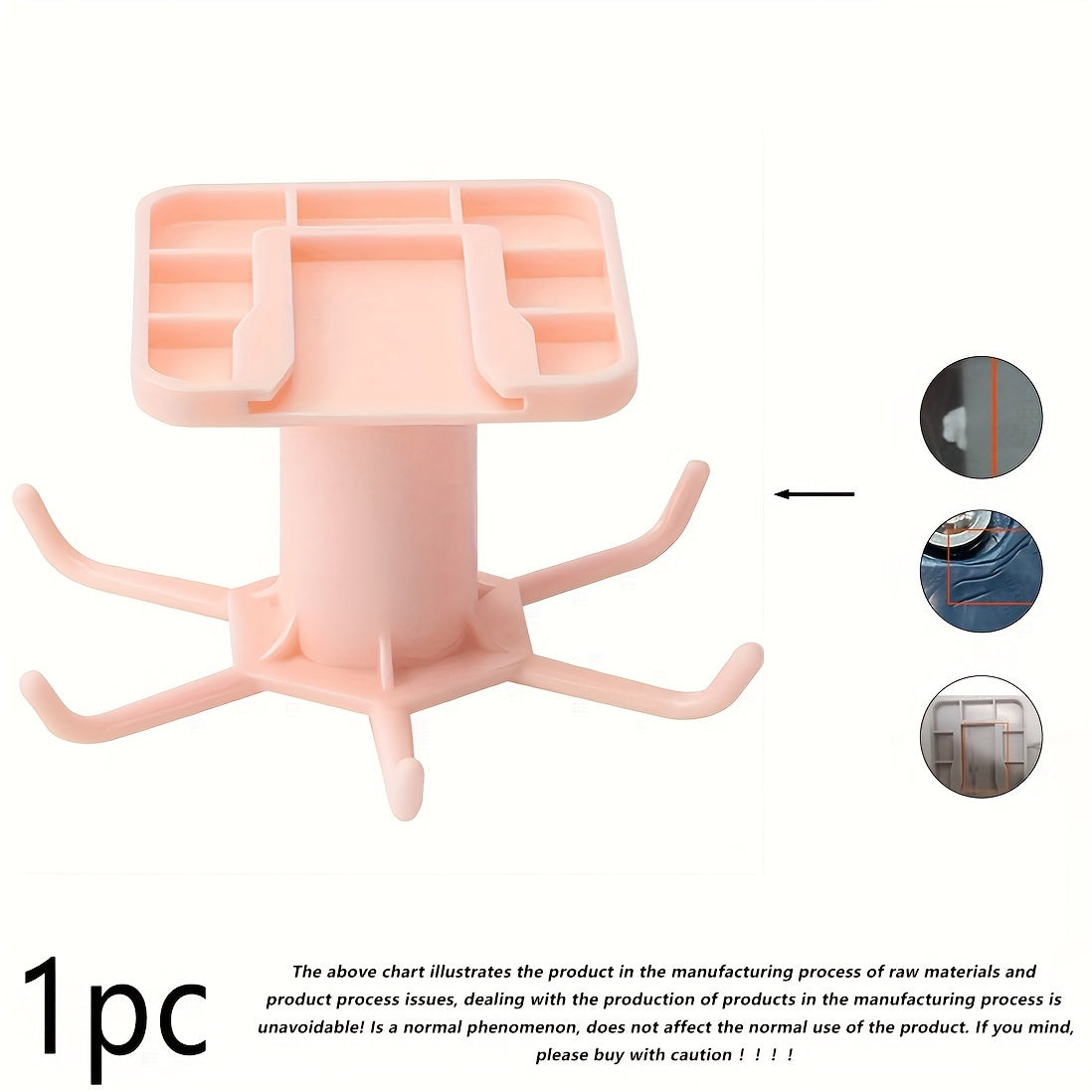 Gancho de cocina de plástico autoadhesivo con 6 ganchos y rotación de 360°