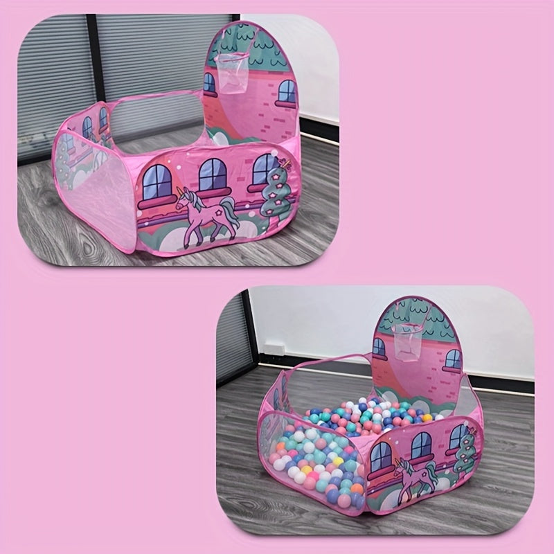 Pink Unicorn Ball Pit Tent for Kids Indoor Outdoor Play Foldable Toy Ball Pool