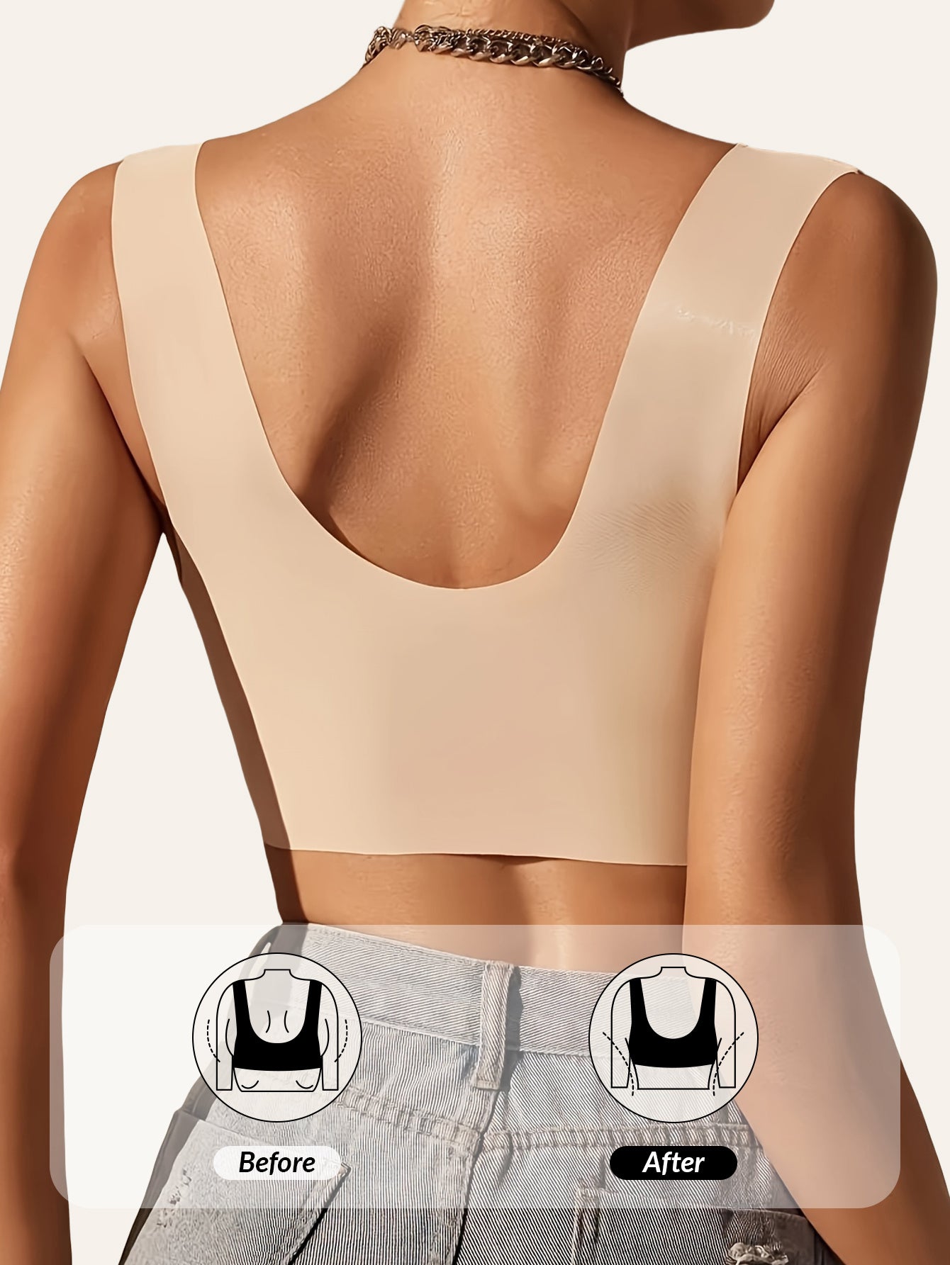 Women's Bandeau Bra Set Strapless V-Neck Wire-Free Comfortable Pack