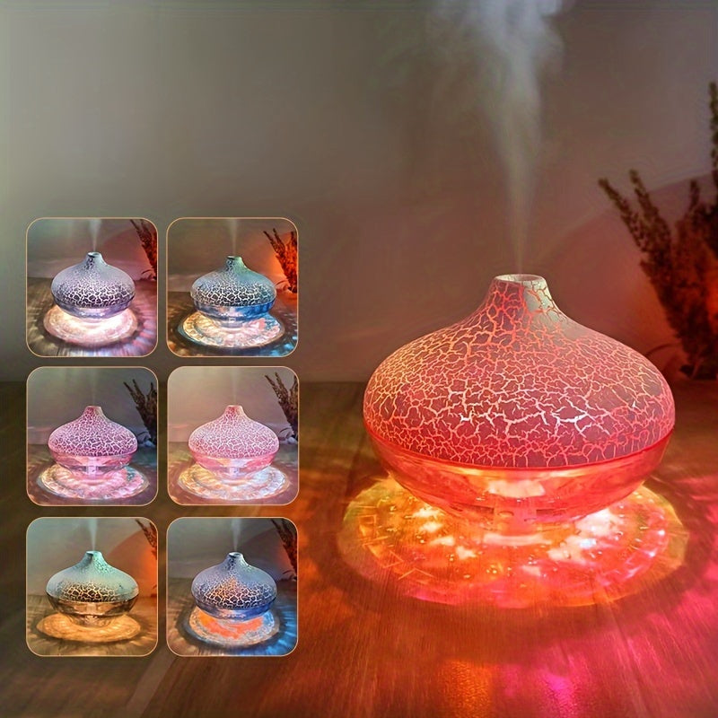 Yangi Crystal Running Light USB Havo Namlantgichi Aroma Diffuzori, 300Ml, Bir nechta Scenarilar uchun Mos, Rangli Atrof-muhit Yoritgichi, Jim Mist Gidratatsiya Qurilmasi, USB Quvvatlanadi. Batareyalar kiritilmagan.