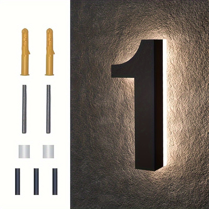 6-Inch Stainless Steel LED House Number Sign Wall Mount Modern Minimalist Address Plate