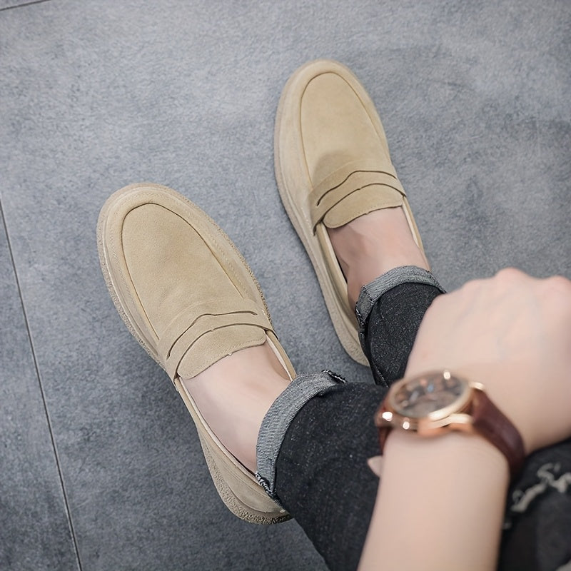 Men's Casual Loafers Vintage Style Slip-On Rubber Sole Round Toe Fabric Insole All-Season
