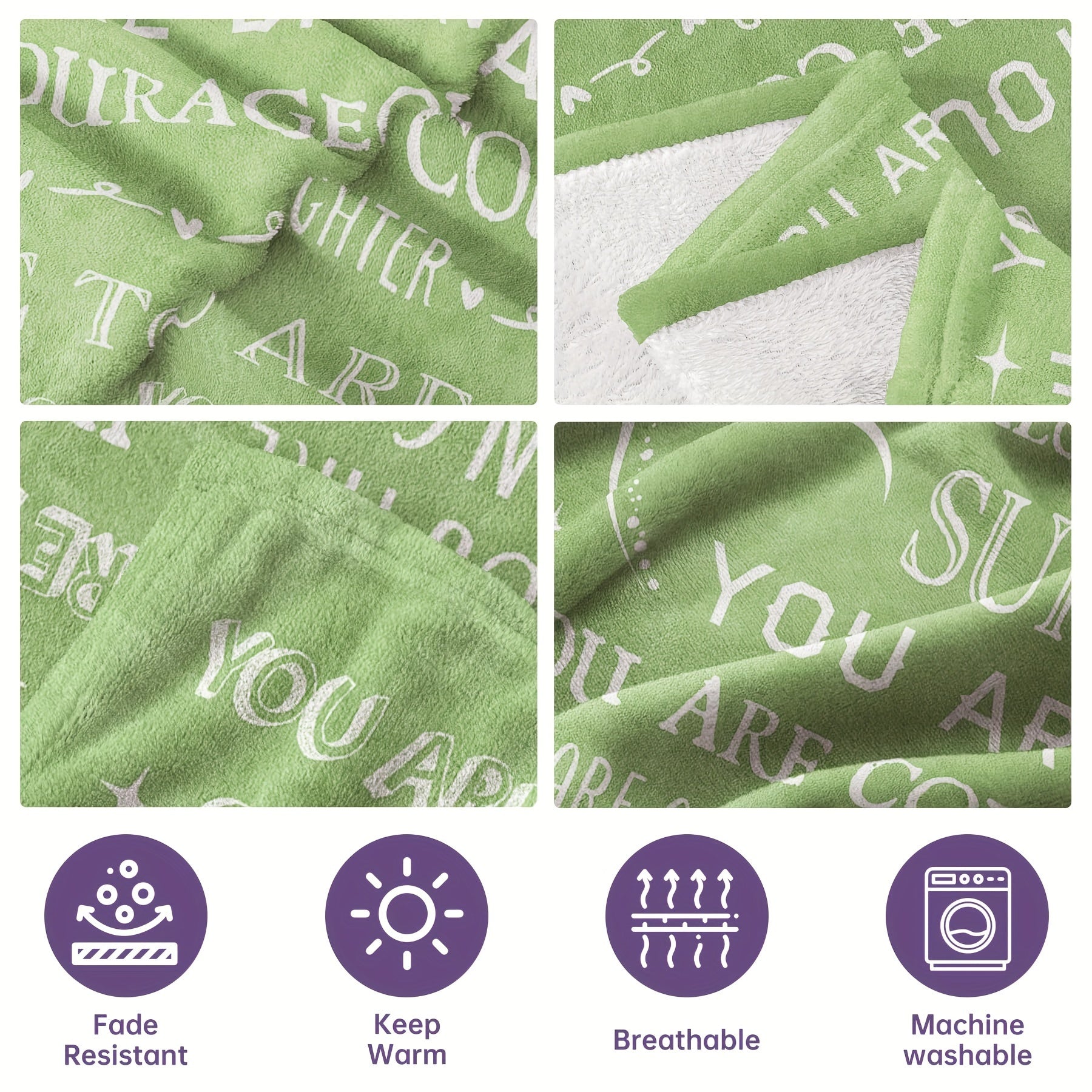 Positive Affirmation Fleece Blanket for Women Recovery Support Motivational Gift for Friends Sisters Colleagues