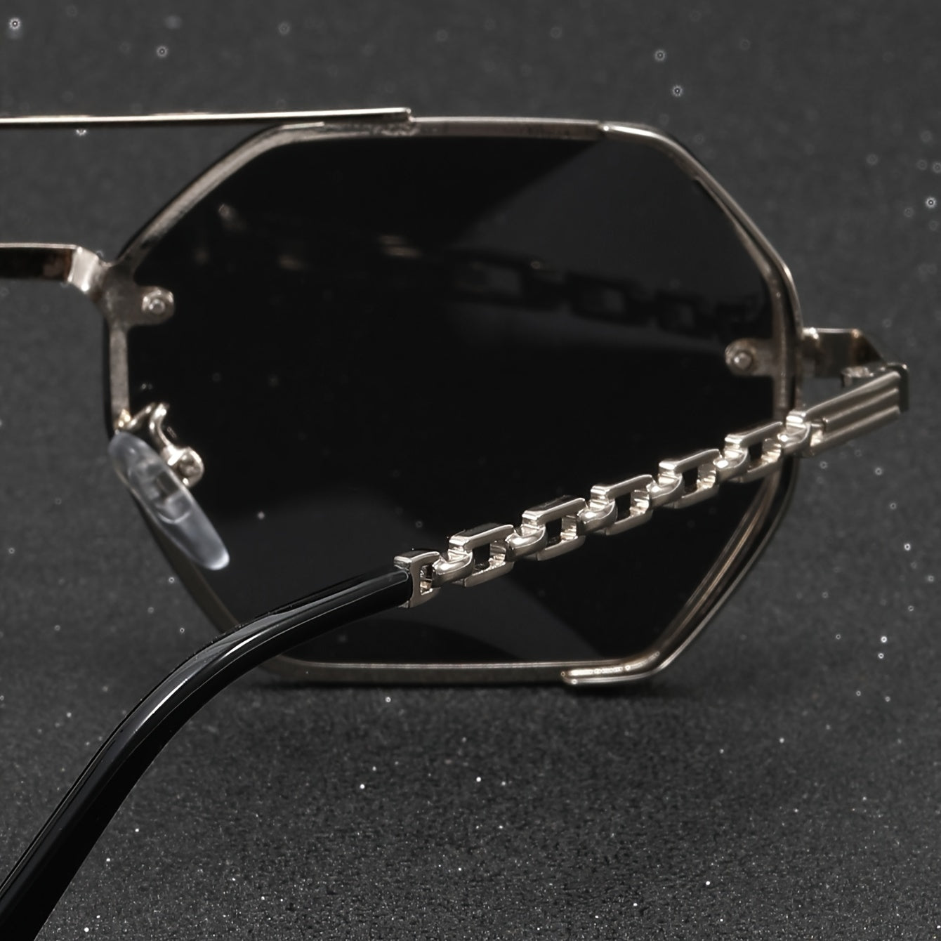 Men's Gold Sunglasses with Multi-sided Double-beam Hollow Chain for Outdoor Fashion