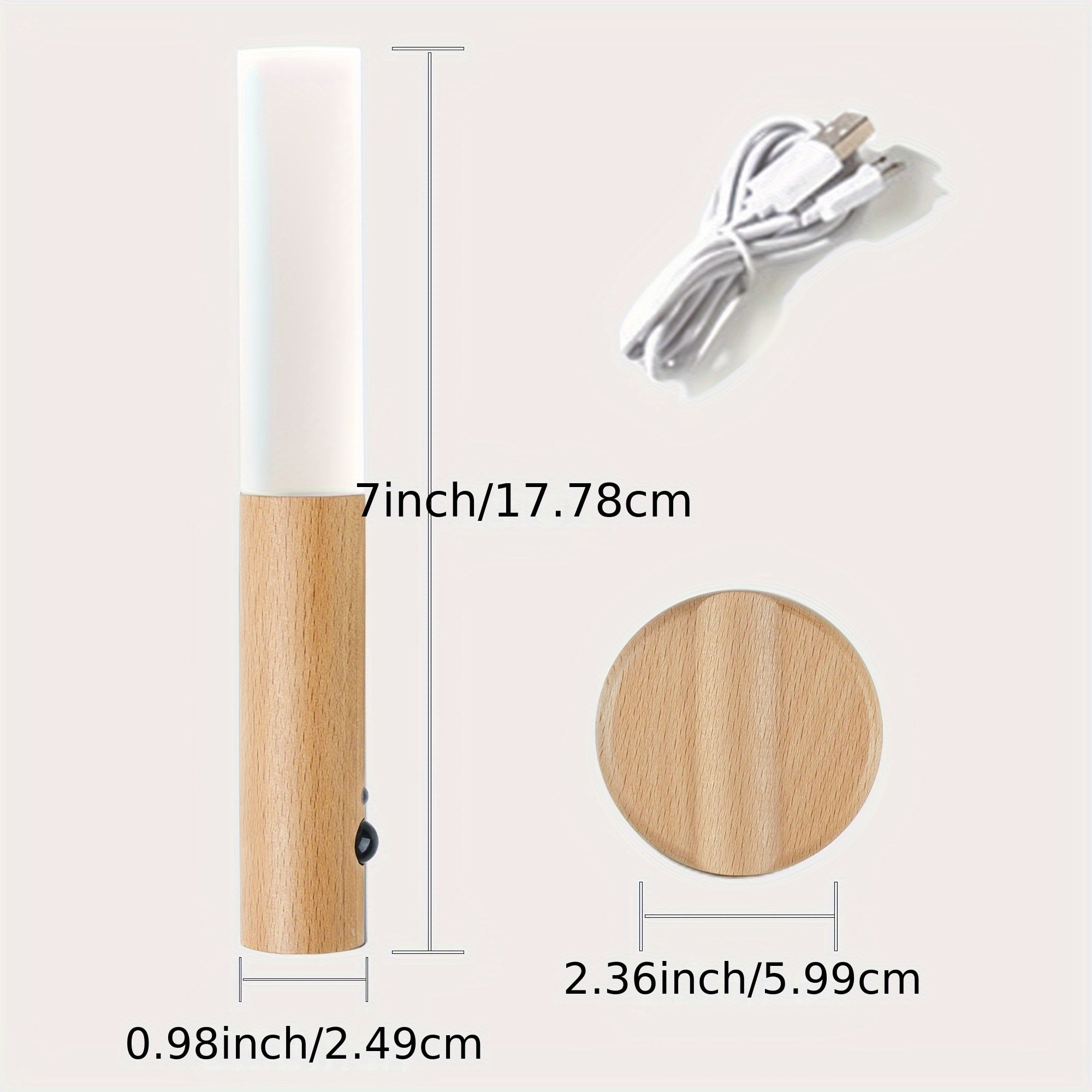 Modern Beech Wood LED Wall Sconces with Motion Sensor Rechargeable Night Lights for Bedroom Hallway