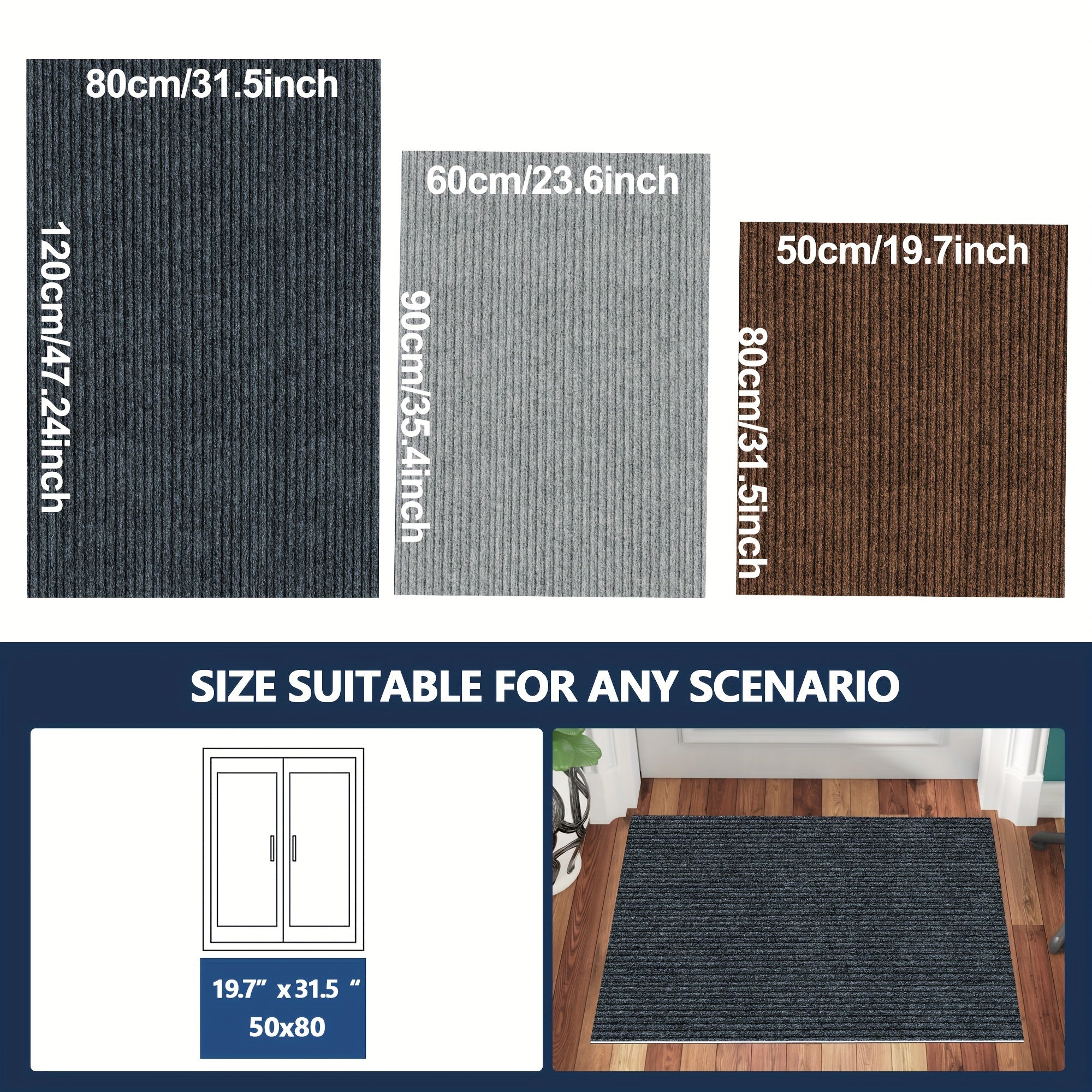 Высокоабсорбирующий нескользящий дверной коврик - быстросохнущий, легко чистящийся входной коврик с прочной резиновой основой для использования в помещении и на улице, устойчив к домашним животным и грязи, идеально подходит для любого сезона