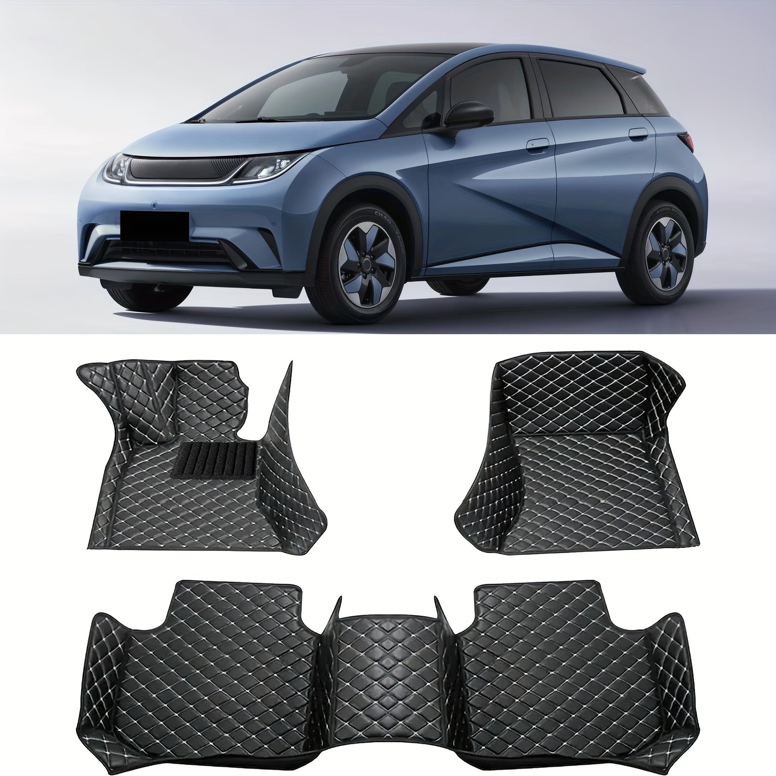 3Pack Faux Leather Car Floor Mats All-Weather Durable Lap Protector