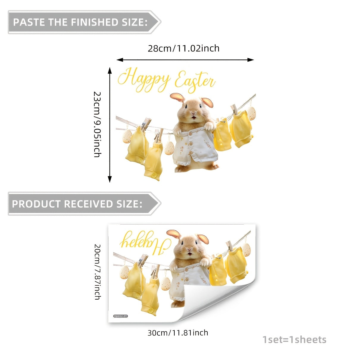 Easter Bunny Window Cling Reusable Double-Sided Electrostatic Glass Decal