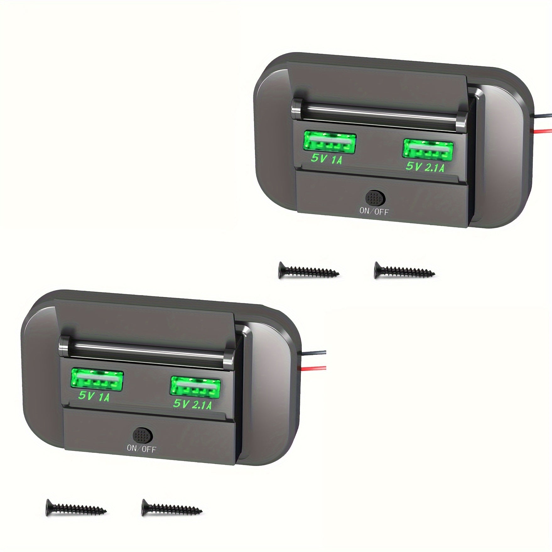 Switch uchun nazorat bilan juft USB avtomobil zaryadkasi, 12V-24V transport uchun zaryadlash