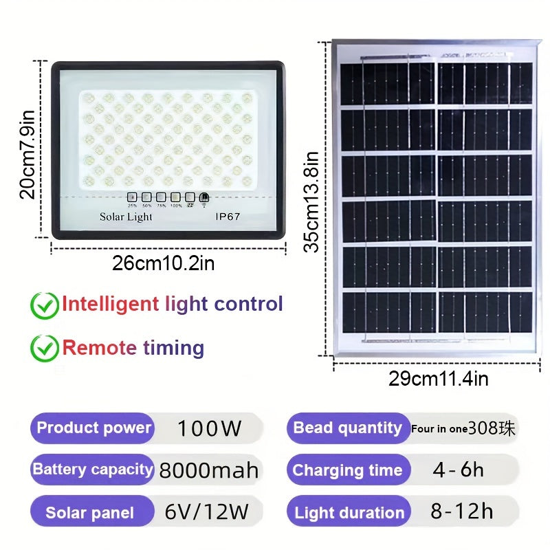 High Power Solar Street Light with Light Control Remote Timing Large Battery Spotlight