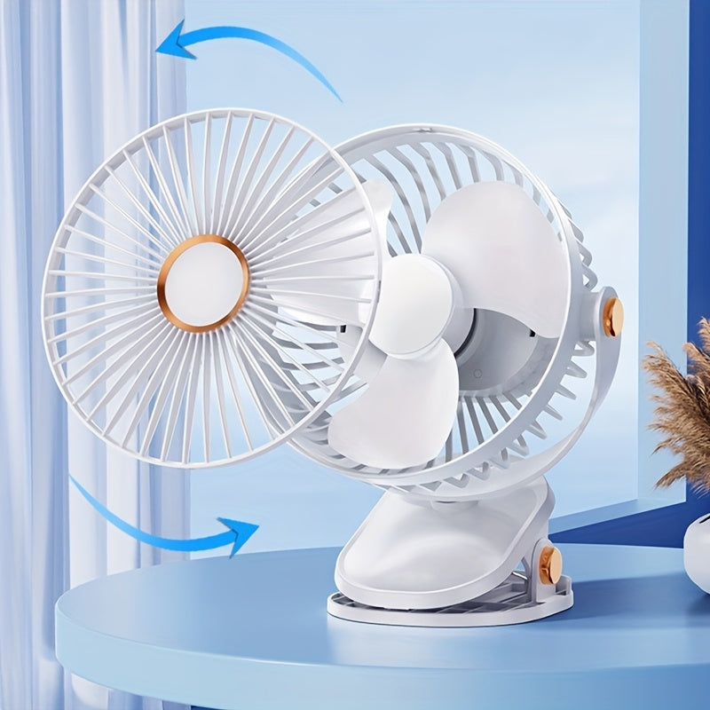Portable Clip Fan with 5-Speed USB Rechargeable Battery Silent Strong Airflow for Outdoor Travel Office Treadmill
