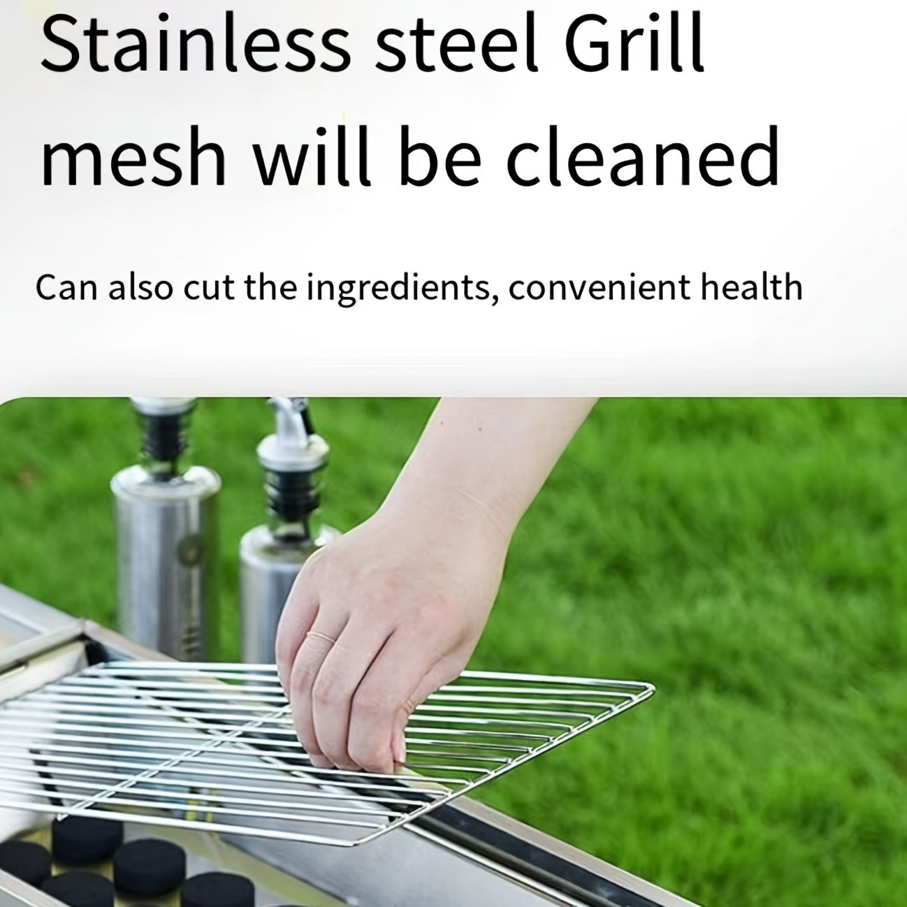 Stainless Steel Outdoor Charcoal Grill Set with Folding Skewer Stove for BBQ and Household Use