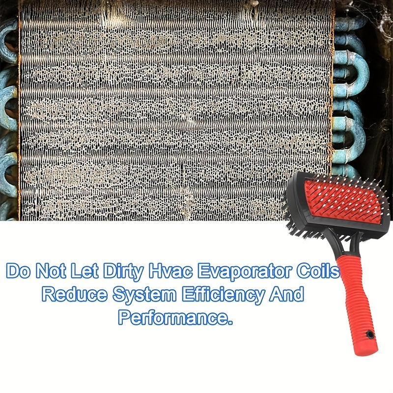 Flexible Plastic Air Conditioner Fin Cleaning Brush with Ergonomic Red Handle