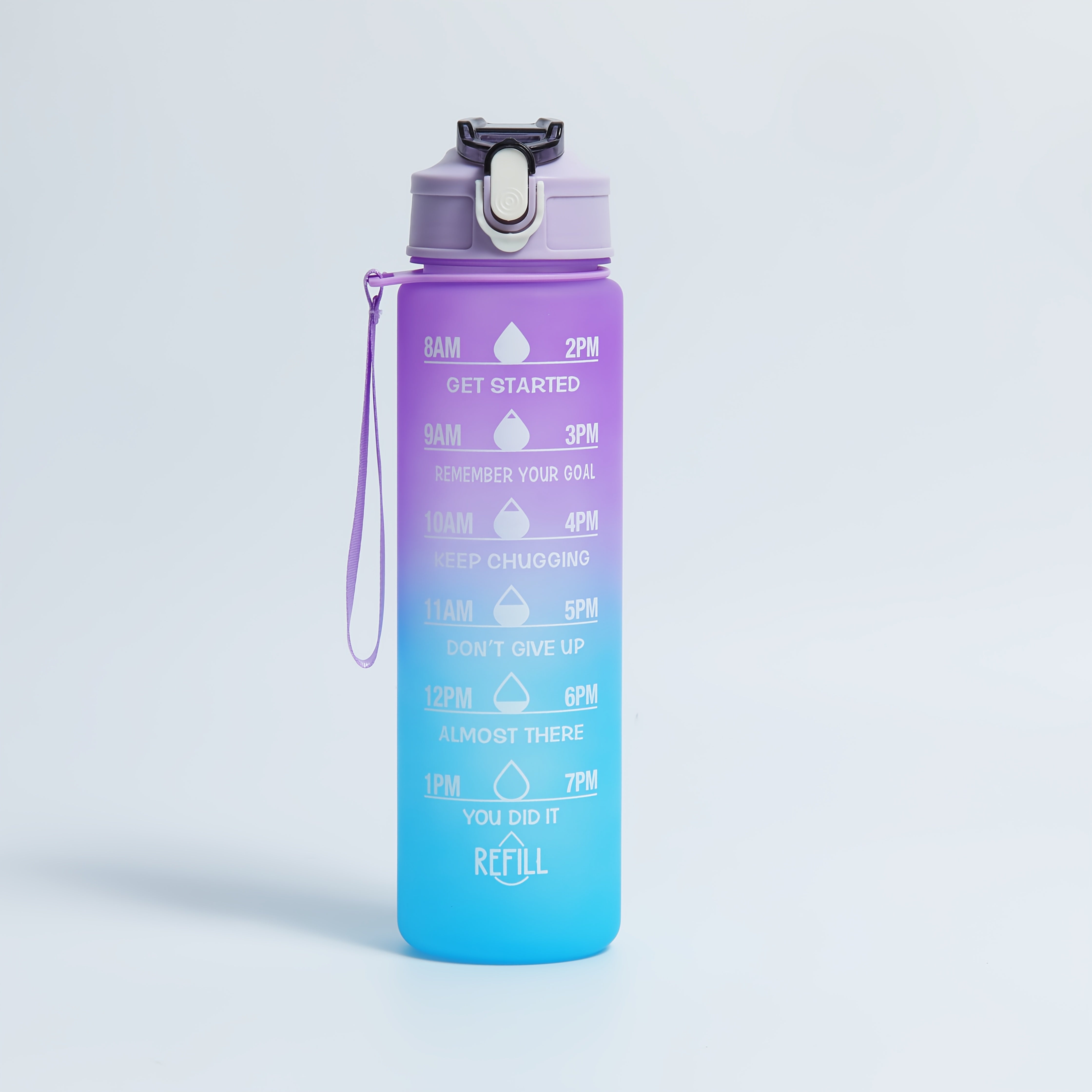 BPA-Free Water Bottle with Straw and Time Marker for Fitness and Sports