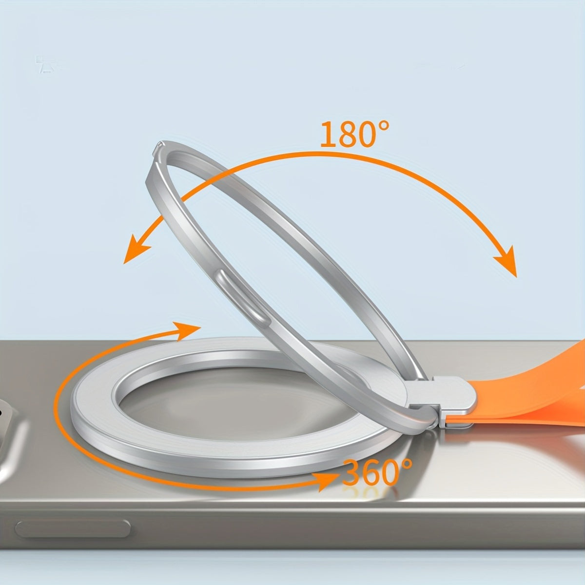 Magnetic Silicone Rubber Phone Holder with 360° Rotating Folding Ring for Car and Desktop