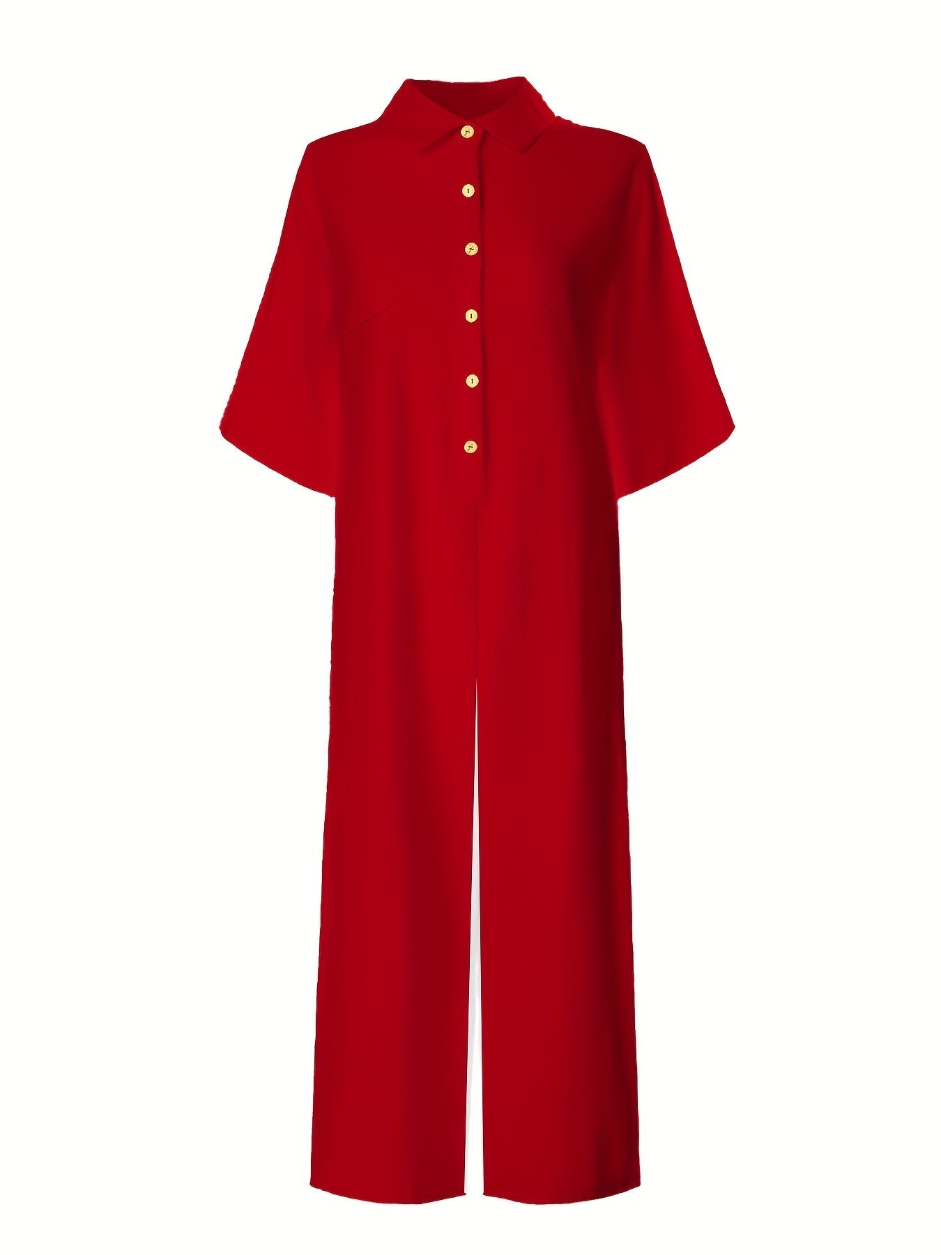 Women's Plus Size Green Jumpsuit with Roll-Up Sleeves and Wide-Leg Pants