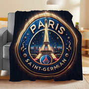Soft Flannel Throw Blanket for Bed Sofa Chair All-Season with Eiffel Tower Print