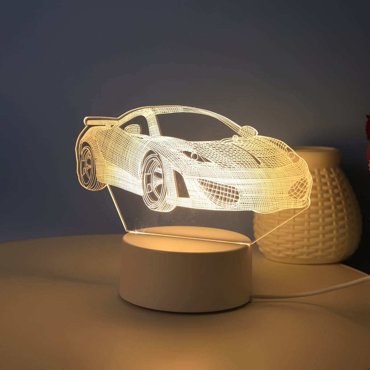 3D Sports Car Night Light USB Powered No Batteries Needed for Kids Bedroom Gift