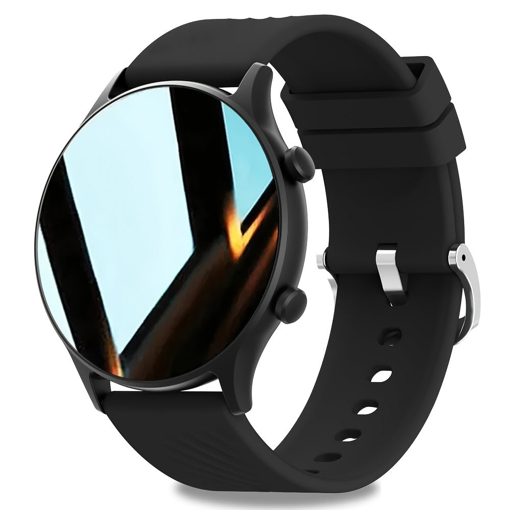 Reloj inteligente para mujeres y hombres 3.53cm pantalla táctil caja redonda banda de silicona rastreador de fitness control de música llamadas inalámbricas