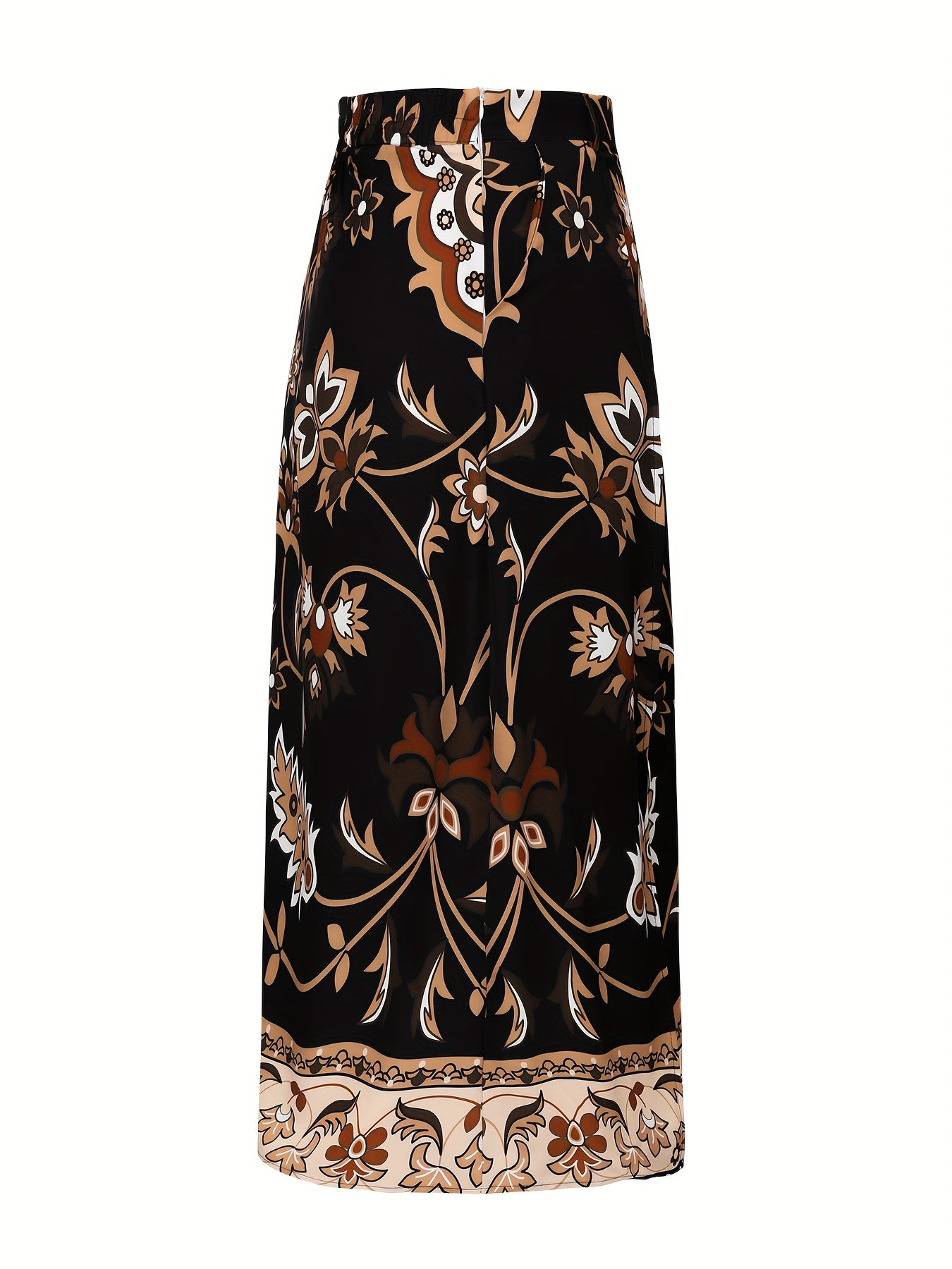 Women's Geometric Pattern Flared Midi Skirt with Pockets Polyester All Seasons