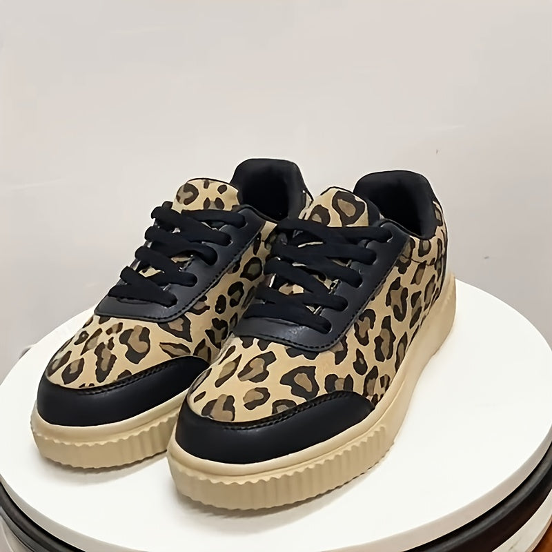 Women's Leopard Print Casual Sneakers Breathable Mesh Comfortable All-Season