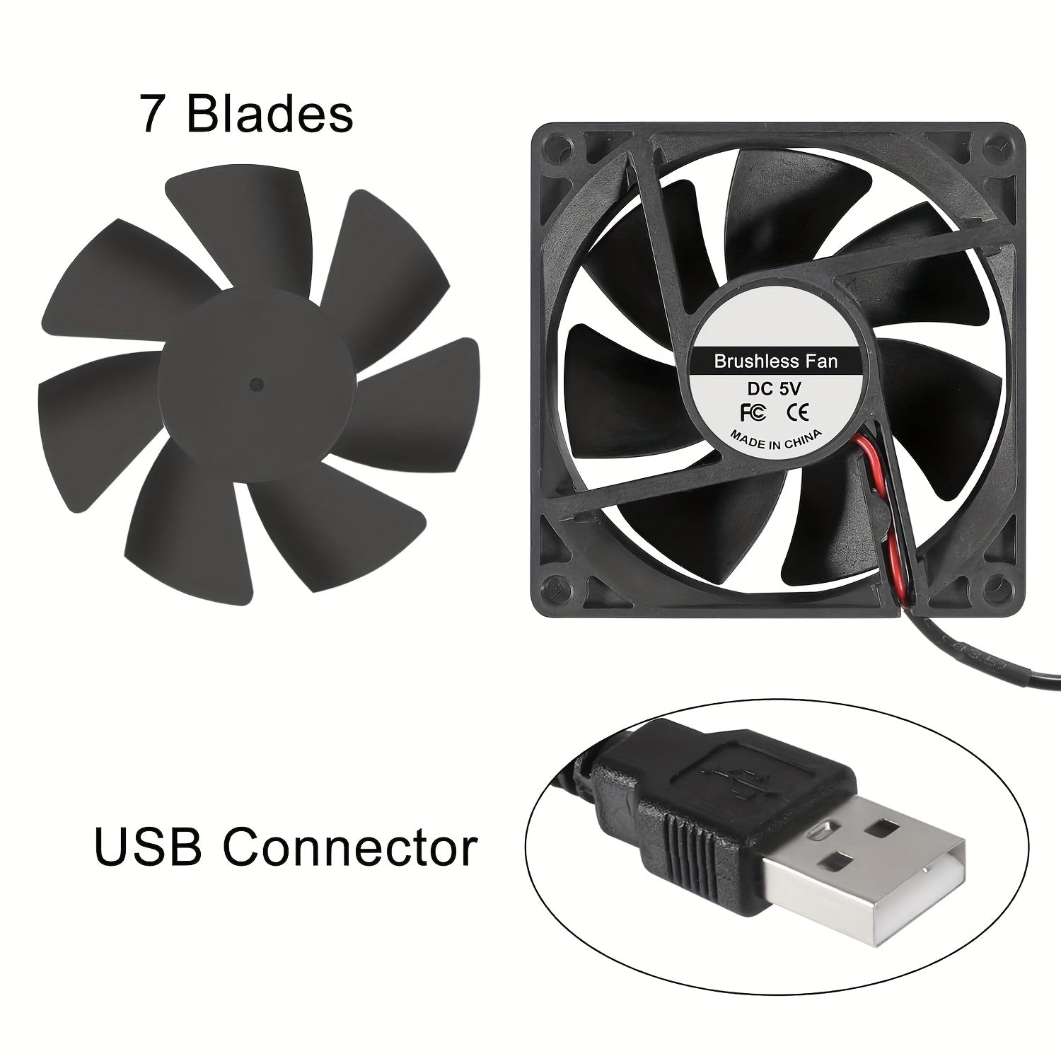 80mm x 25mm USB Portable Computer Cooling Fan Quiet High Airflow Small Device Fan