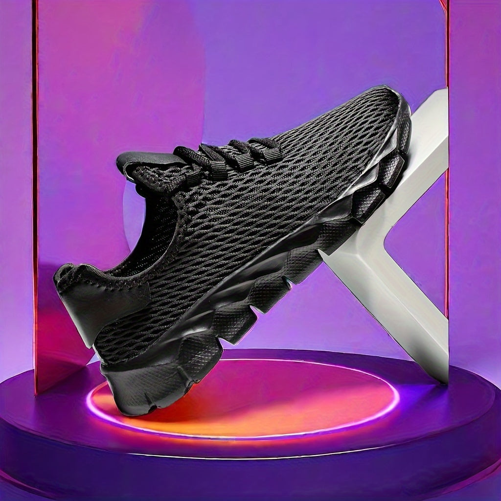 Zapatillas deportivas para hombre de talla grande, transpirables, de color sólido, antideslizantes, con cordones, duraderas y para exteriores