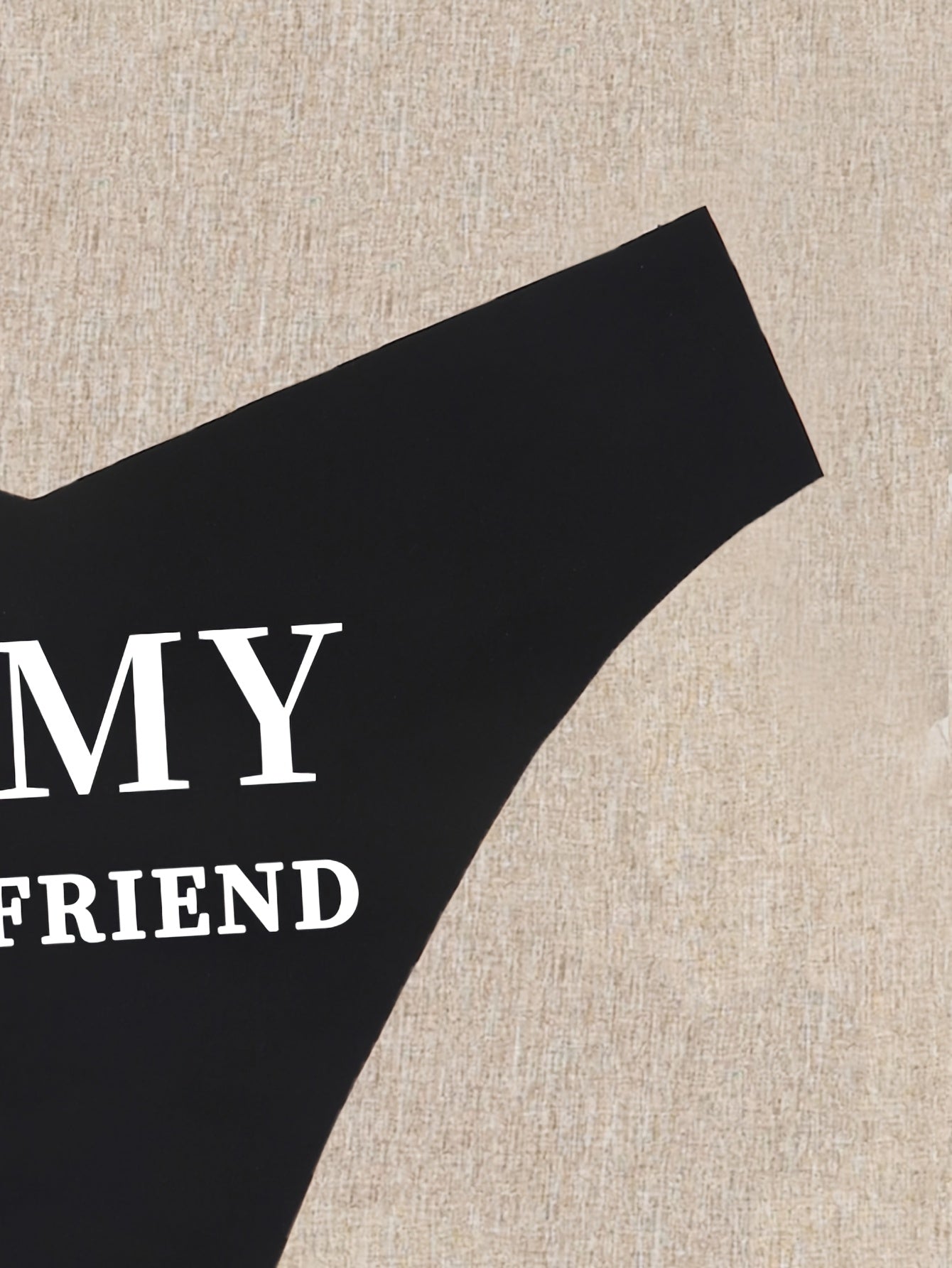 Women's Stretchy Lace Thong with "I Love My Boyfriend" Text for Valentine's Day