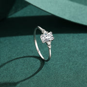 Sterling Silver Rectangle Zirconia Ring for Women Wedding Jewelry