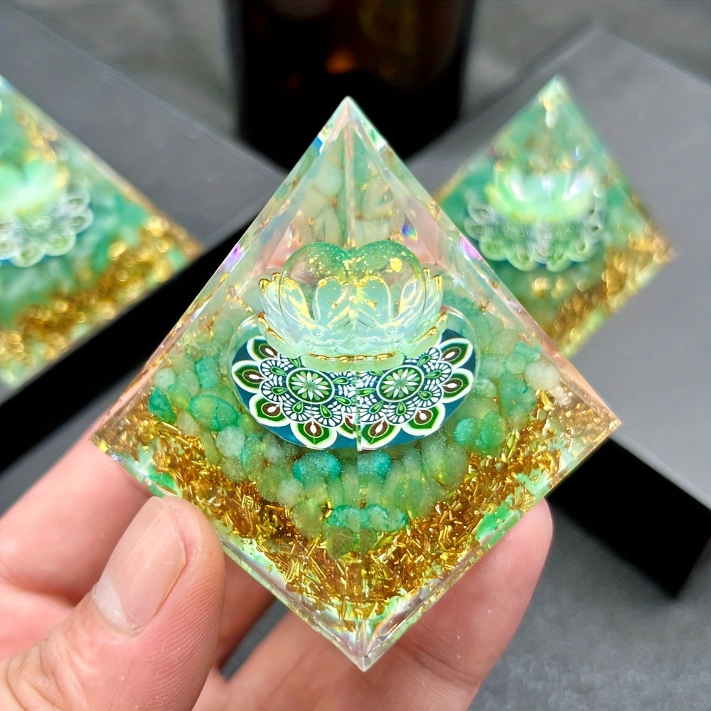 Pirámide de cristal de aventurina verde para la suerte y vibraciones positivas, talismán de energía de piedra natural, decoración para el hogar y coche, regalo