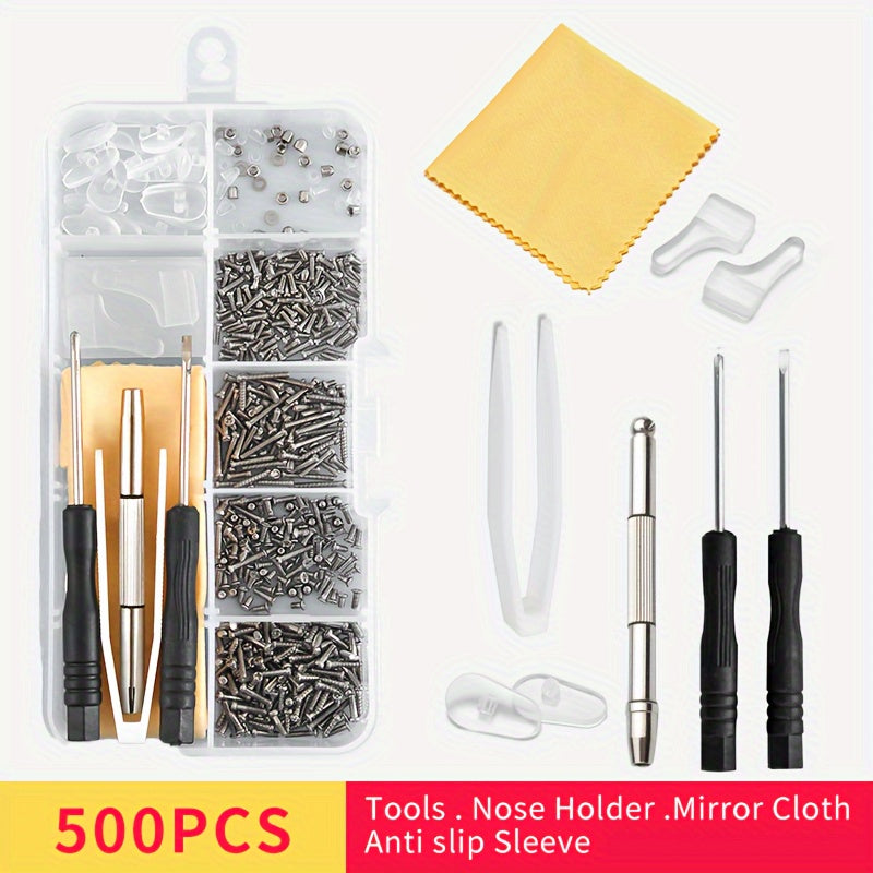 Eyeglasses Repair Kit with Screws Screwdrivers Tweezers Mirror Cloth and Anti-Slip Sleeve for Glasses and Watches