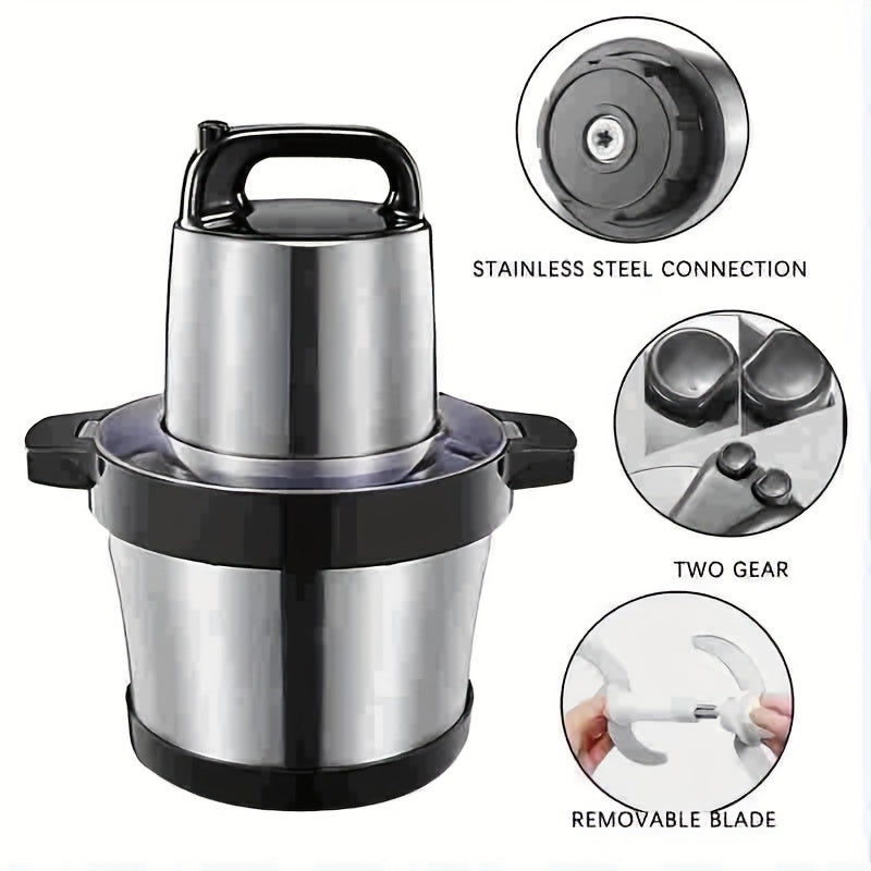 Large Capacity Meat and Vegetable Grinder EU Plug for Household Commercial Use Stainless Steel Two Speeds