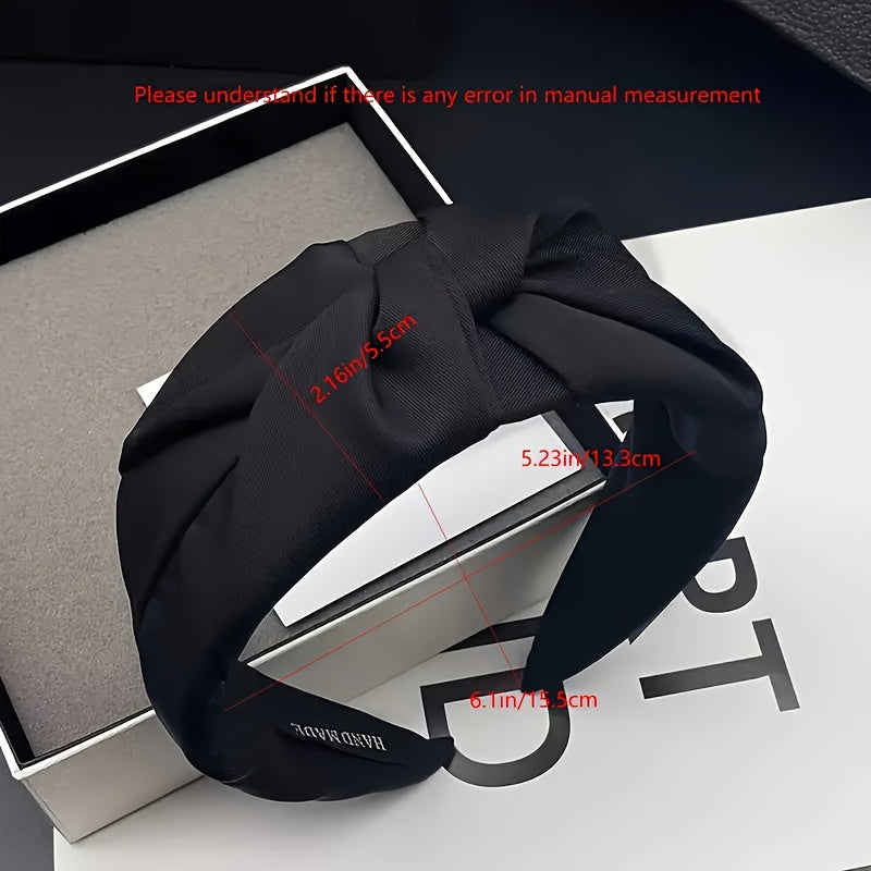 Vintage Bohemian Style Knotted Headband for Women Solid Polyester Hair Accessory