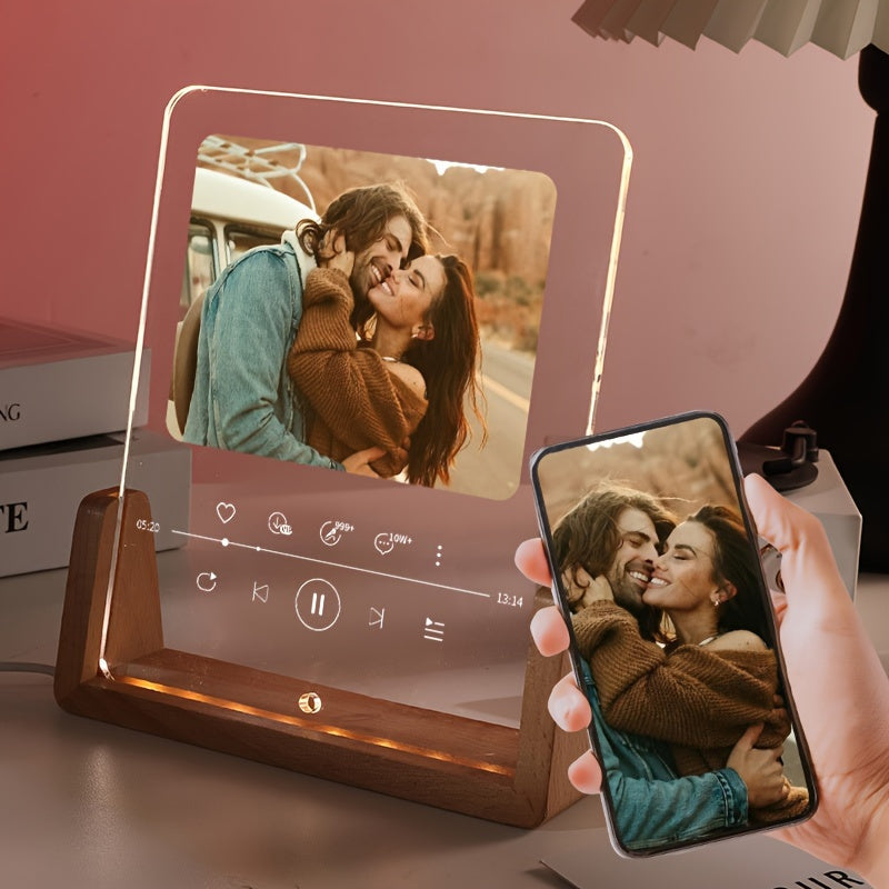 Красная прозрачная акриловая фоторамка с подсвеченным сердцем - стильный, настраиваемый дизайн для персонализированных подарков на день рождения и День святого Валентина