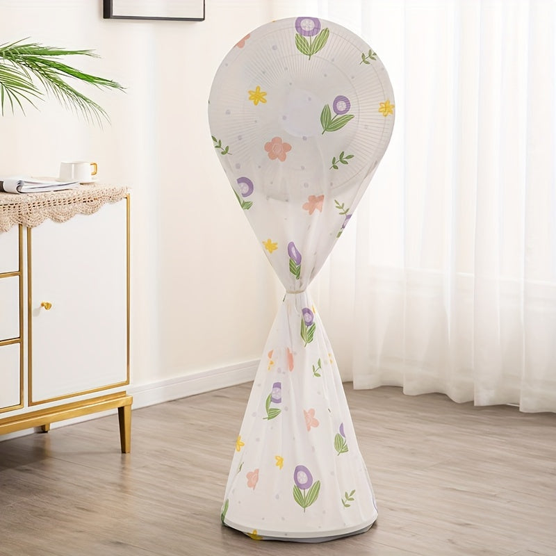 Modern Minimalist PVC Fan Dust Cover with Floral Patterns Full Protection Dust-Proof