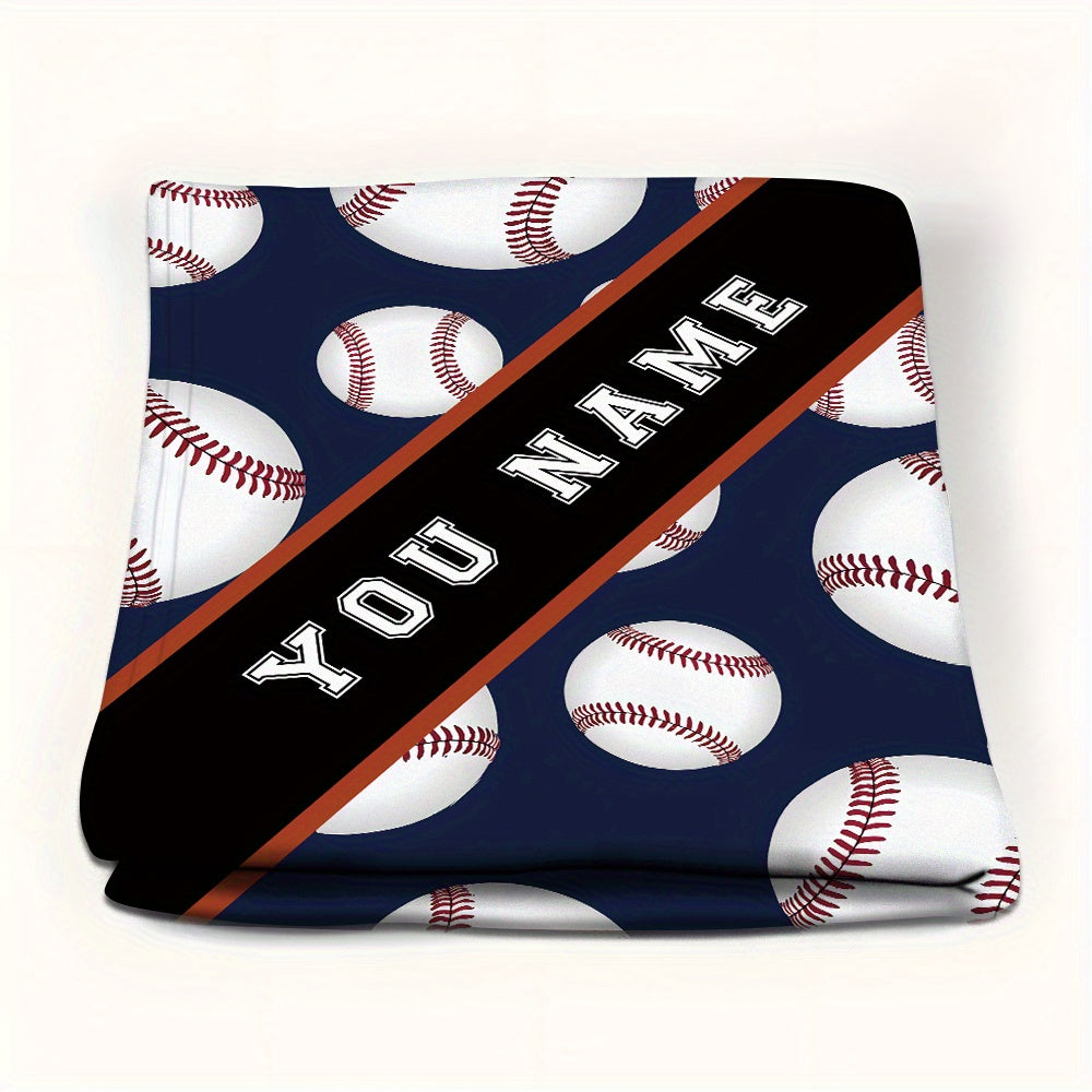 Personalized Sports Theme Cozy Polyester Flannel Blanket with Custom Name for All Seasons
