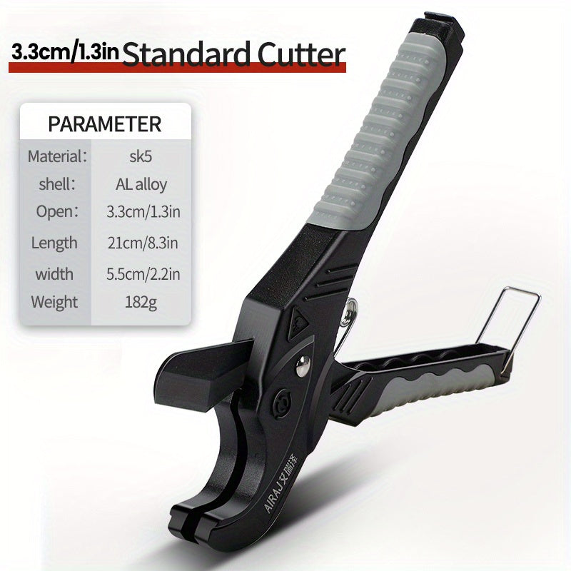 Industrial Pipe Cutter 32-65mm Ratchet Scissors for PVC Rubber Tubing with SK5 Steel Blade