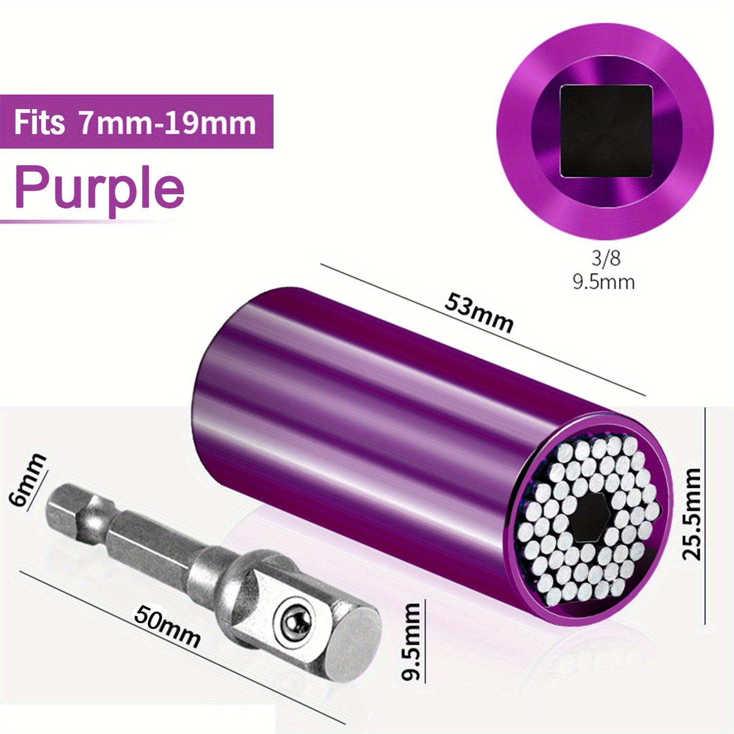 Universal Socket Wrench Set 7-19mm with Impact Sockets Adapter for Power Drill