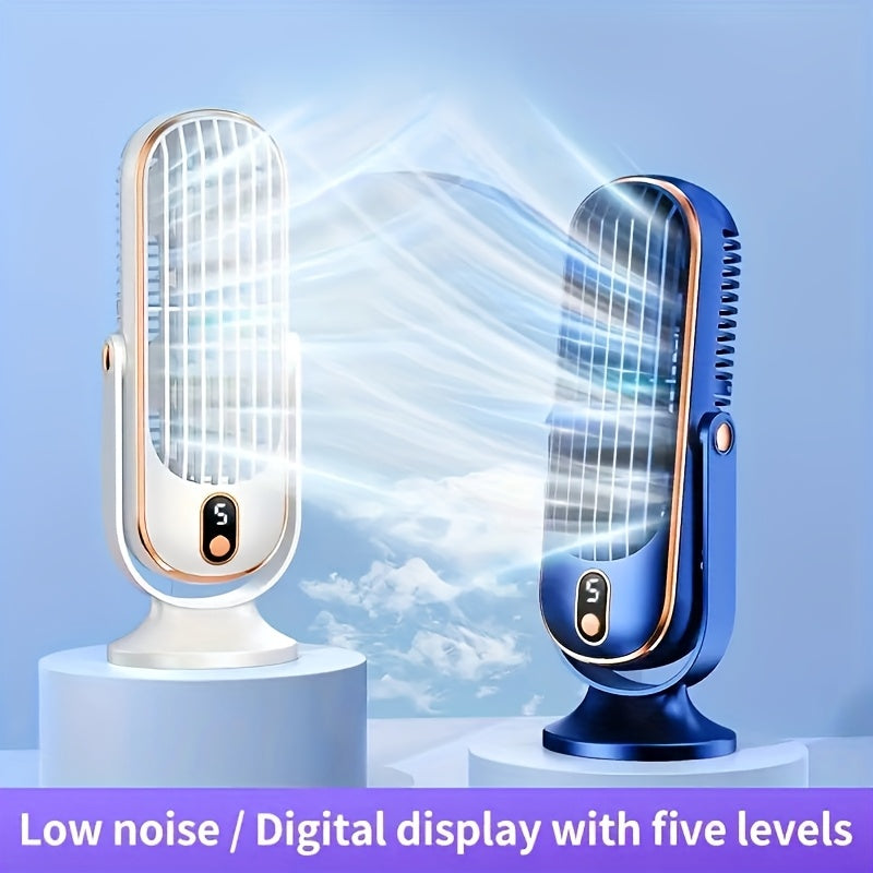 Dual-Motor Desk Fan Portable USB Rechargeable Oscillating 5-Speed for Home Office Outdoor