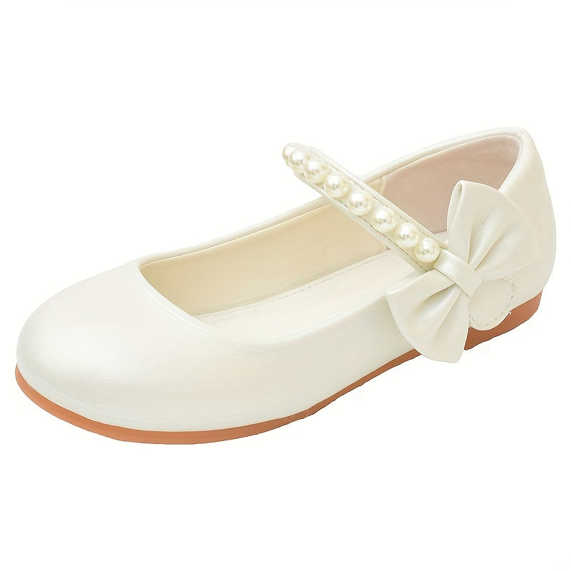 Girls' Glitter Bowknot Mary-Jane Shoes with Non-Slip Sole for Girls 14 and Under