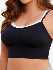 Women's Plus Size Color Block Sports Bra with Double Shoulder Straps