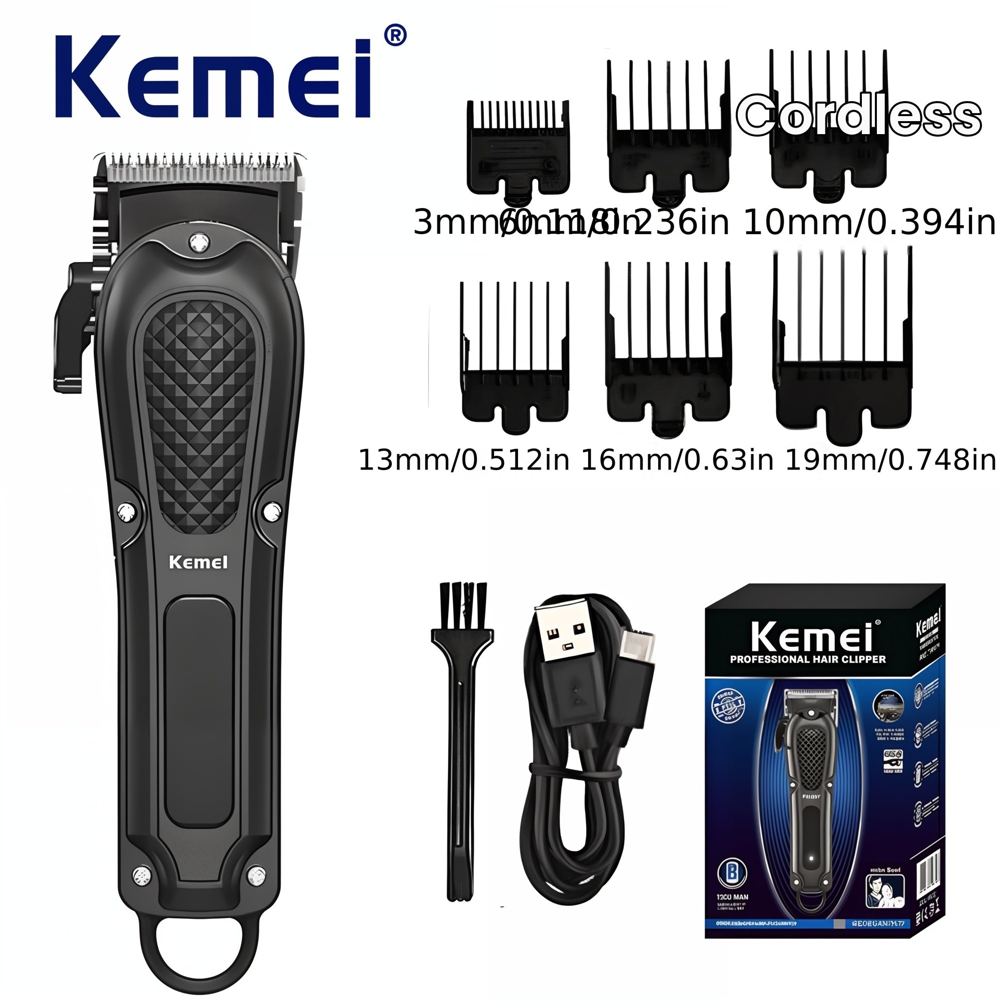 Электрическая машинка для стрижки волос и бороды, беспроводная, с USB-зарядкой для мужчин