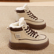 Women’s Winter Thick-Soled Ankle Boots with Lined Interior and Flat Heel